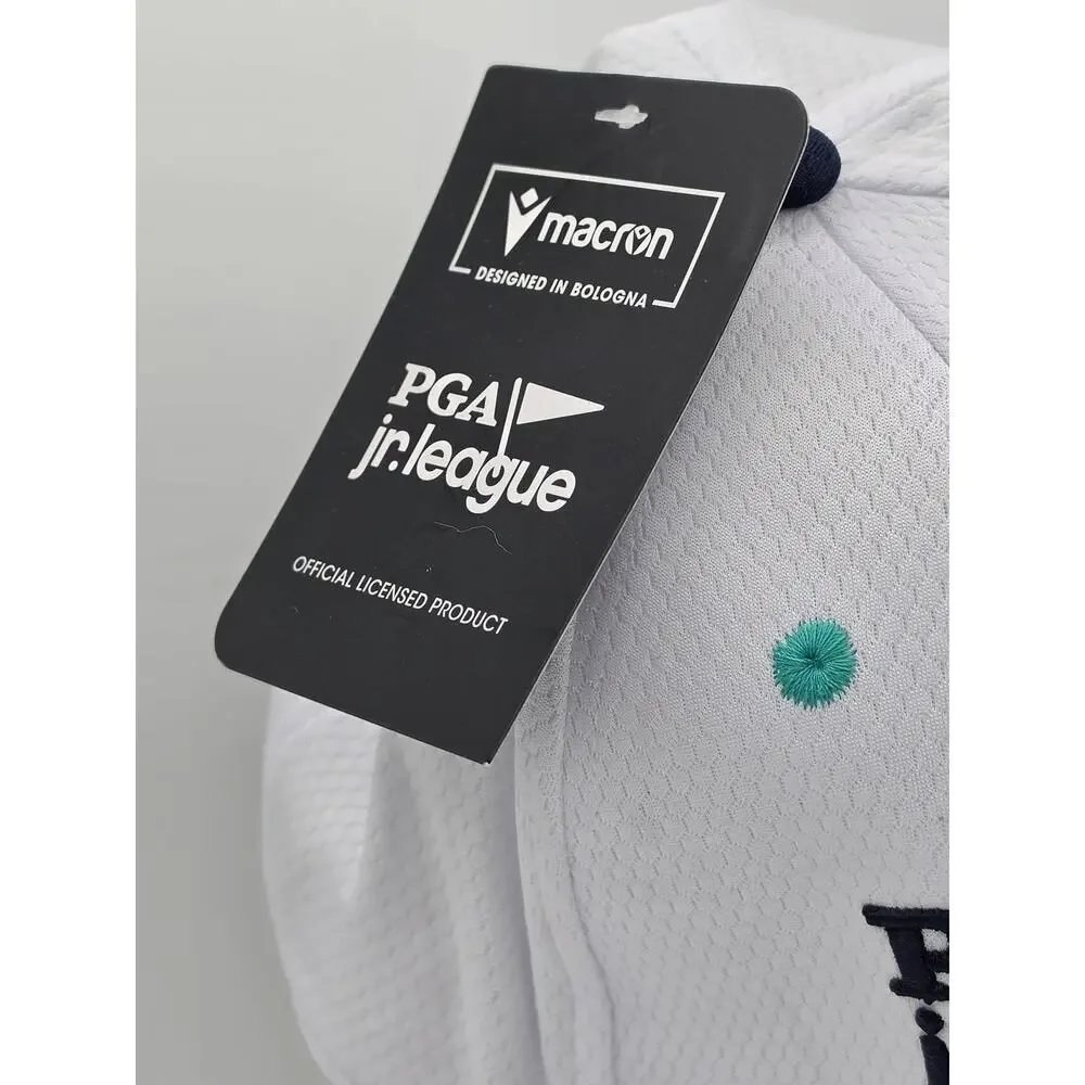 Official PGA Jr League Macron Golf Hat White Performance Adjustable Cap NWT